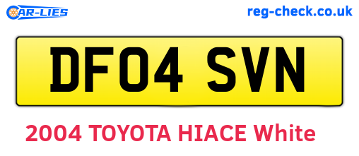 DF04SVN are the vehicle registration plates.