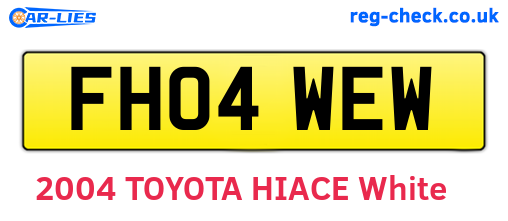 FH04WEW are the vehicle registration plates.