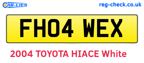 FH04WEX are the vehicle registration plates.