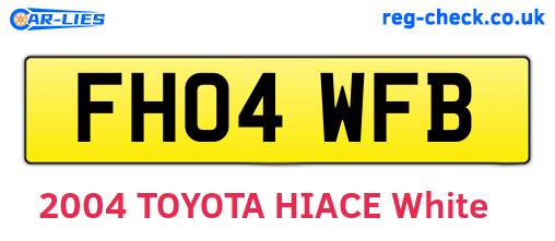 FH04WFB are the vehicle registration plates.