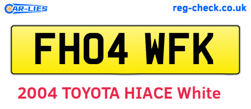 FH04WFK are the vehicle registration plates.
