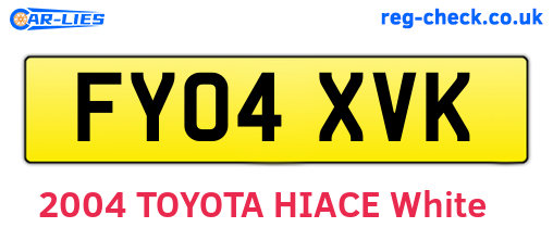FY04XVK are the vehicle registration plates.