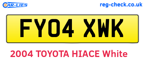 FY04XWK are the vehicle registration plates.
