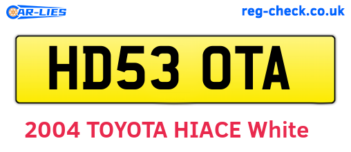 HD53OTA are the vehicle registration plates.