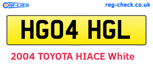 HG04HGL are the vehicle registration plates.