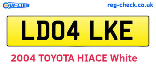 LD04LKE are the vehicle registration plates.