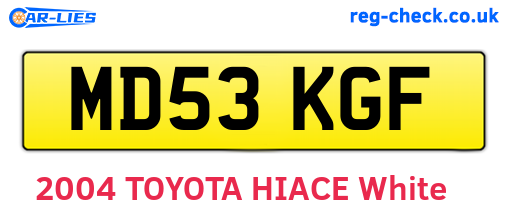 MD53KGF are the vehicle registration plates.