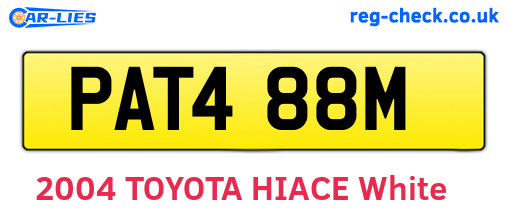 PAT488M are the vehicle registration plates.