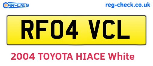 RF04VCL are the vehicle registration plates.