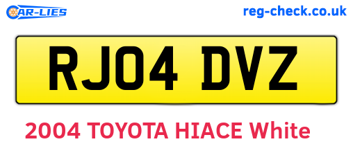RJ04DVZ are the vehicle registration plates.