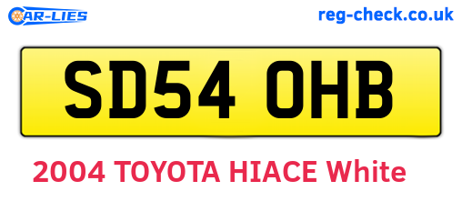 SD54OHB are the vehicle registration plates.