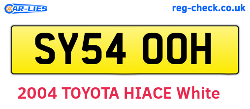SY54OOH are the vehicle registration plates.