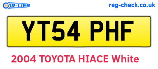 YT54PHF are the vehicle registration plates.