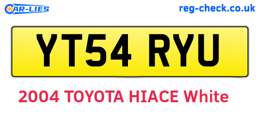YT54RYU are the vehicle registration plates.