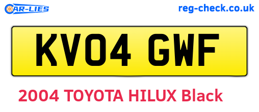 KV04GWF are the vehicle registration plates.