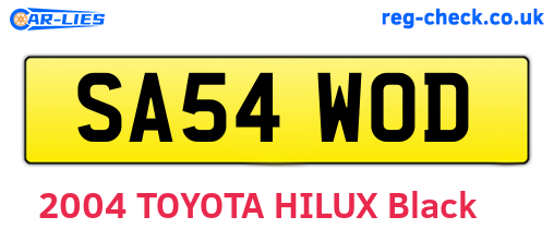 SA54WOD are the vehicle registration plates.