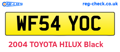 WF54YOC are the vehicle registration plates.