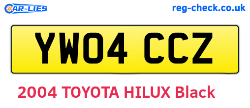 YW04CCZ are the vehicle registration plates.
