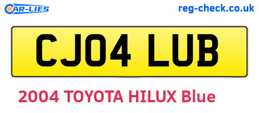 CJ04LUB are the vehicle registration plates.