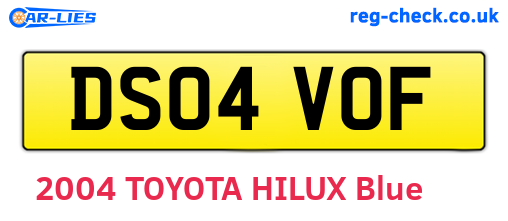 DS04VOF are the vehicle registration plates.