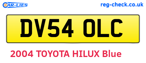 DV54OLC are the vehicle registration plates.