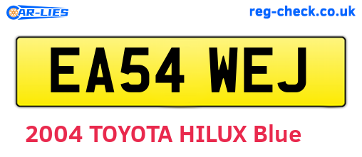 EA54WEJ are the vehicle registration plates.