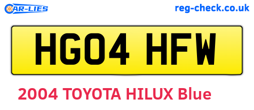 HG04HFW are the vehicle registration plates.