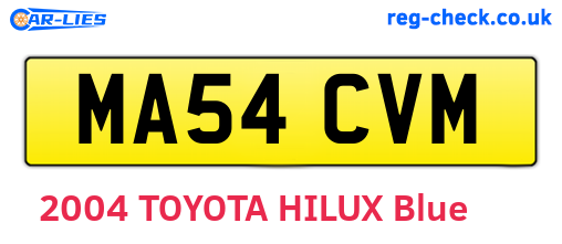 MA54CVM are the vehicle registration plates.