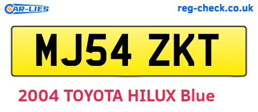 MJ54ZKT are the vehicle registration plates.
