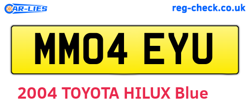 MM04EYU are the vehicle registration plates.