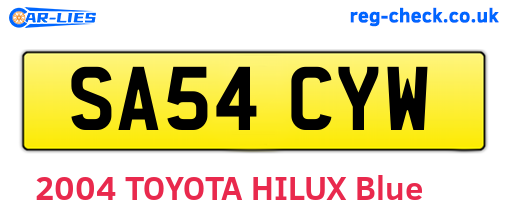 SA54CYW are the vehicle registration plates.