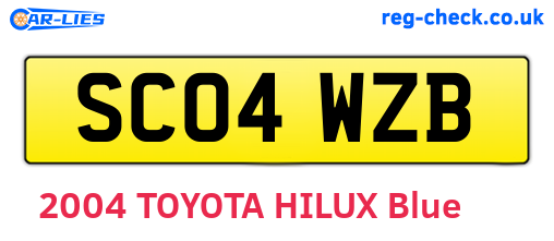 SC04WZB are the vehicle registration plates.