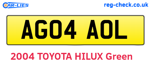 AG04AOL are the vehicle registration plates.