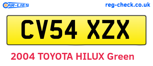 CV54XZX are the vehicle registration plates.