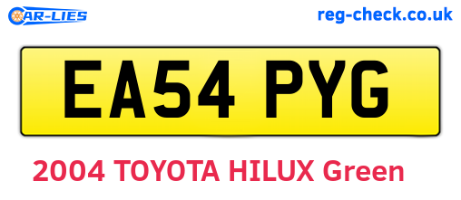 EA54PYG are the vehicle registration plates.