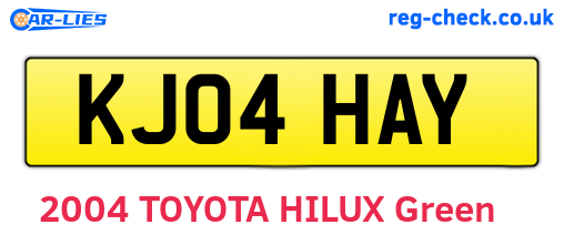KJ04HAY are the vehicle registration plates.