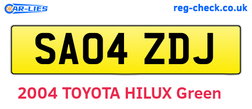 SA04ZDJ are the vehicle registration plates.