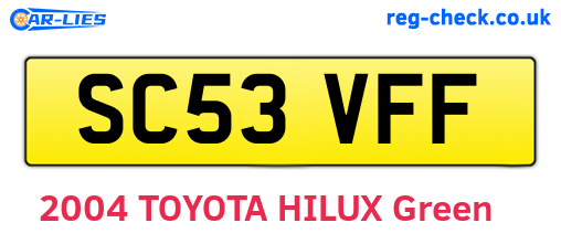 SC53VFF are the vehicle registration plates.