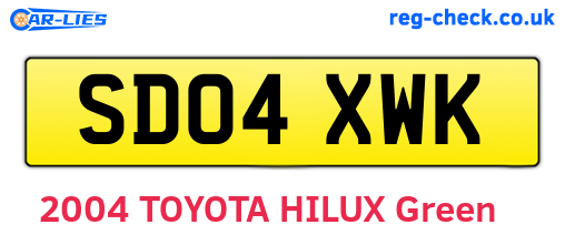 SD04XWK are the vehicle registration plates.
