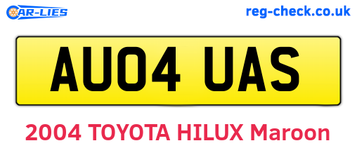 AU04UAS are the vehicle registration plates.