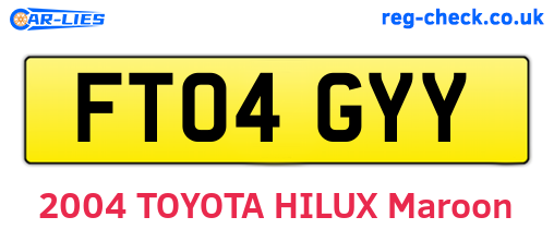 FT04GYY are the vehicle registration plates.
