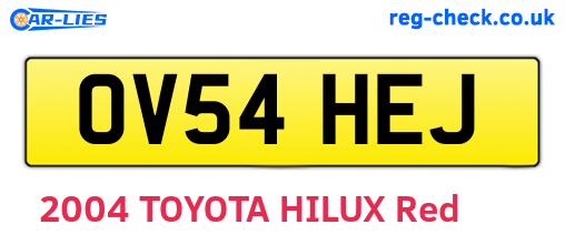 OV54HEJ are the vehicle registration plates.