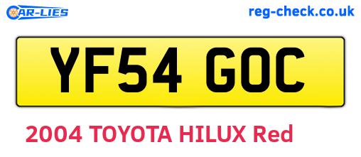 YF54GOC are the vehicle registration plates.