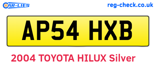 AP54HXB are the vehicle registration plates.