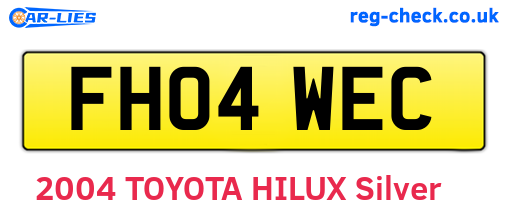 FH04WEC are the vehicle registration plates.