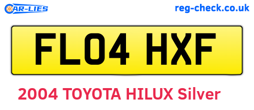 FL04HXF are the vehicle registration plates.