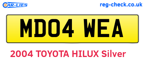 MD04WEA are the vehicle registration plates.