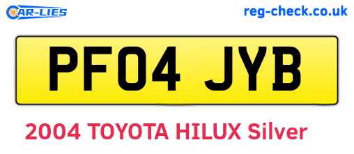 PF04JYB are the vehicle registration plates.