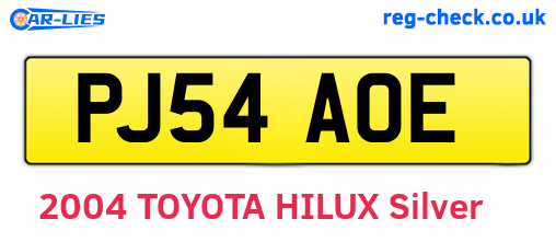 PJ54AOE are the vehicle registration plates.