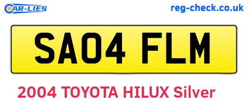 SA04FLM are the vehicle registration plates.